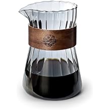 Coffee Carafe, 16oz Small Glass Coffee Server Carafe Pot, Pour Over Coffee Maker Decanter Pitcher with Heat-Resistant Wood Ring (Gray)