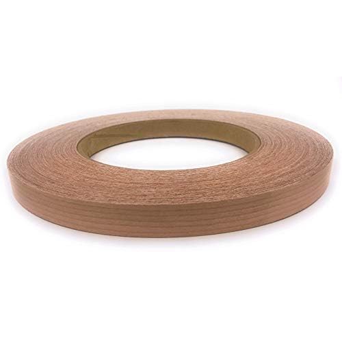 Cherry Preglued 1 12 X 250 Wood Veneer Edgebanding Roll - Flexible Wood Tape, Easy Application Iron On with Hot Melt Adhesive. Smooth Sanded Finish. Made in USA