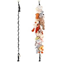 CERETIA 80" 2-Pack Cotton Hanging Storage Chain For Stuffed Animals Storage with 20 Metal Clips, Stuffed Animal Organizer Chain for Wall Corner Nursery Play Room, Black
