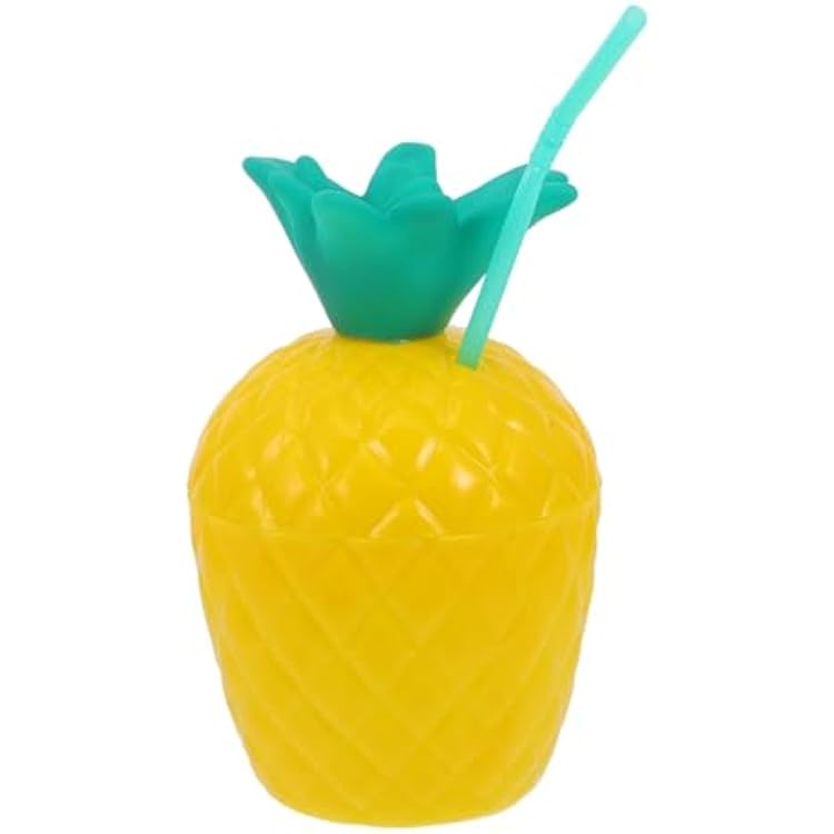 CHILDWEET Pineapple Shaped Beverage Cup Straw Reusable Fruit-themed Drinking Mug for Hawaiian Parties Celebrations and Beach Gatherings