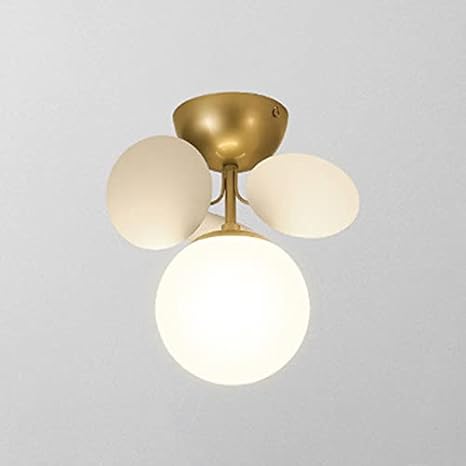 LITFAD Flower Branch Semi Flush Ceiling Light in Modern Simplicity Sputnik Indoor Flush Mount Ceiling Lamp Living Room Chandelier with Circular Opal Glass Shade - White 110V-120V 1
