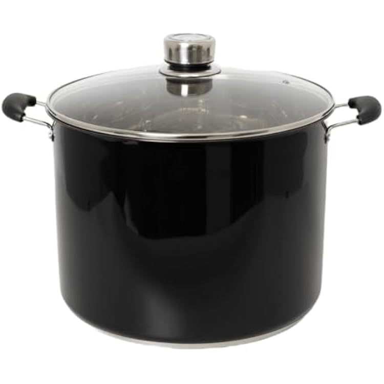 Lehmans 21.5-Quart Water Bath Canner with Pressure Gauge, Durable Stainless Steel Stockpot for Home Canning and Preserving, Black