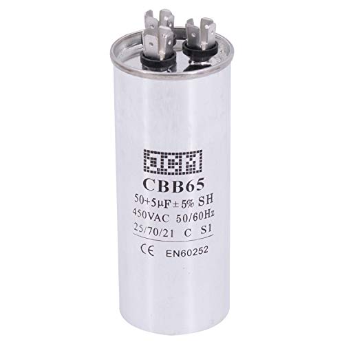 JCM AC Motor Run Capacitor 50 uf  5 uf MFD 450v 5060hz dual Farad Round CBB65 Condenser Straight Cool or Heat Pump Air Conditioner Furnace, Blower, and other electric motors