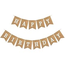 Happy Birthday Bannner, Pre-Strung Burlap Bannner, Happy Birthday Sign for Birthday Party Decorations