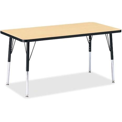 Jonti-Craft Berries 6403JCA011 Rectangle Activity Table, A-Height (24"-31" Adjustable Height), 24" x 48", Maple/Black/Black