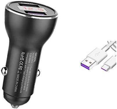 for Huawei Supercharge Car Charger, 9V/2A Car Charger Adapter Quick Fast Charger with USB Type C Super Charging Cable Car Adapter for Huawei P40 P30 P20 Pro,Mate 30 20 10 9 (Black with LED Display)