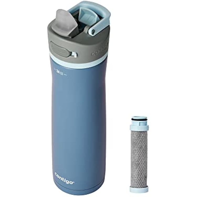 Contigo Wells Chill Stainless Steel Filter Water Bottle with AUTOSPOUT Straw Lid and Replacement Filter, 24 Oz. [color]