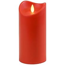 LumaBase Battery Operated 7" Red Pillar Candle with Flickering Flame