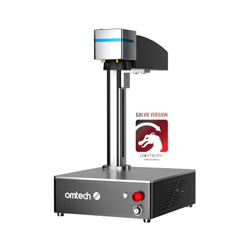 OMTech 30W Fiber Laser Engraver with LightBurn, Laser Marking Machine with Red Dot Pointer for Metal Marking, 5.9x5.9 Metal Etching Machine with 100,000 Hour Lifespan EZCad Included