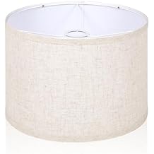 OUTON Beige Drum Lamp Shades for Floor Lamps, 11" Top x 11" Bottom x 9" High, Easy to Assemble, Replacement Linen Lampshades for Table Lamps & Bedside Lamps (1.65" Spider)