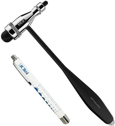 MDF Instruments Tromner Neurological Reflex Hammer with Built-in Brush and MDF LUMiNiX Illuminator Medical Professional Diagnostic Penlight