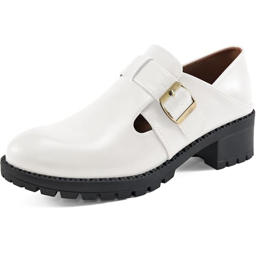 Aomigoct Chunky Loafers for Women Work: Comfortable Office Business Womens Loafers - Casual Platform Slip On Shoes