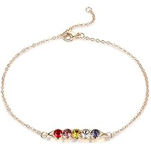 JewelOra Personalized Link Bracelets for Women Custom Link Bracelet with 1-5 Simulated Birthstones Charm Bracelets Jewelry Pea in a Pod Bracelet Birthday Gift for Mother