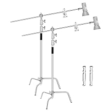 EMART 2 Pack 10ft/3m Heavy Duty C Stands, Adjustable Stainless Steel Photography Tripod with Holding Boom Arm and Grip Head Kit for Photo Video Studio, Monolight, Reflector, Parabolic Softbox