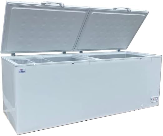 Commercial Freezer Chest freezer 35 cuft, 90 inches Long, ice cream freezer large capacity, NSF certified, White Solid 2 door w Storage Baskets BD-1050
