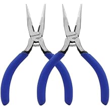 Mini Needle Nose Pliers 5"-2 Pack KAIHAOWIN Small Long Nose Pliers with Wire Cutters, Spring Loaded Thin Needle Nose Pliers, Precision Pliers Set for Crafts/Jewelry Making/Tiny Project