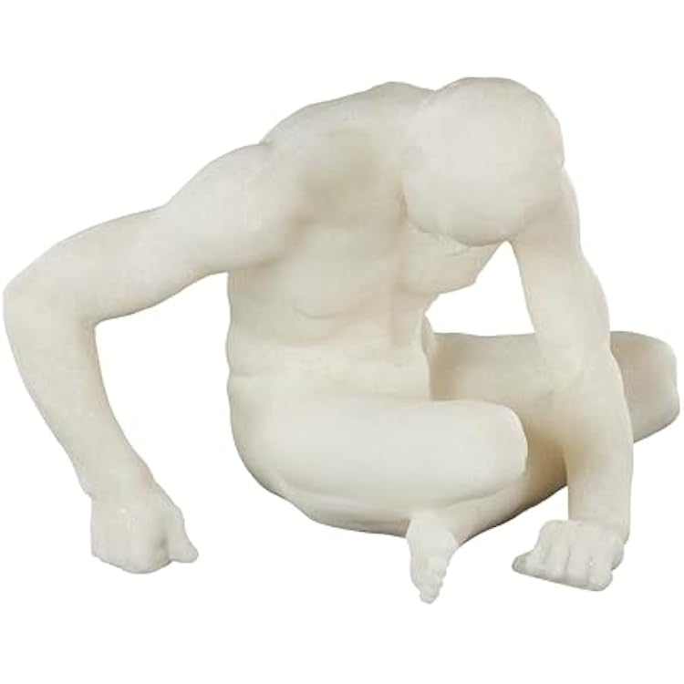 Deco 79 Polystone People Decorative Sculpture Sitting Home Decor Statue with Shimmer, Accent Figurine 10 x 12 x 10, White