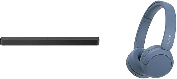 Sony S100F 2.0ch Soundbar with Bass Reflex Speaker, Integrated Tweeter and Bluetooth & WH-CH520 Wireless Headphones Bluetooth On-Ear Headset with Microphone, Blue New