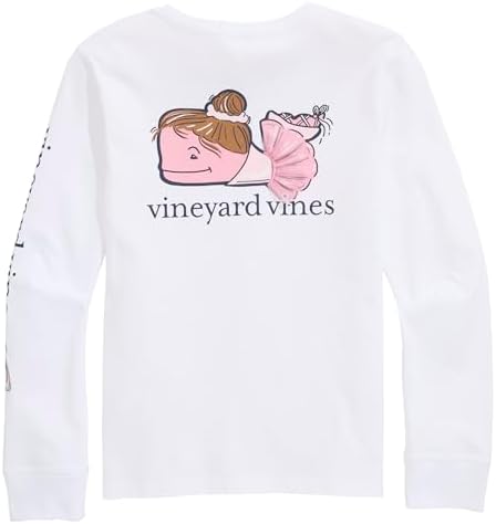 Vineyard Vines Girls Girls Ballerina Whale Long-Sleeve Pocket Tee