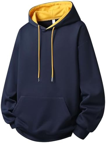 Cambkatl Mens Oversized Hoodies Pullover Outdoor Casual Long Sleeve Stylish Color Block Hooded Sweatshirt