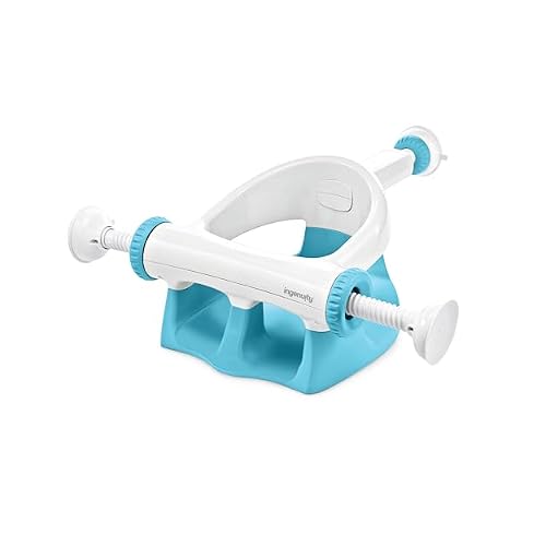 Ingenuity My Bath Seat for Sit-Up Baby Bathing, Sure & Secure Suction Cups, ASTM Safety Tested & Approved, Backrest for Assisted Sitting, Easy Setup & Storage, Aqua