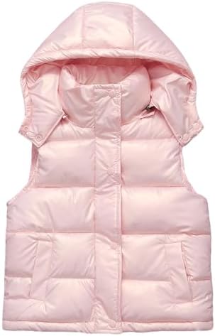 Happy Cherry Toddler Girl Metallic Sleeveless Vest Winter Warm Jacket with Detachable Hood 2024