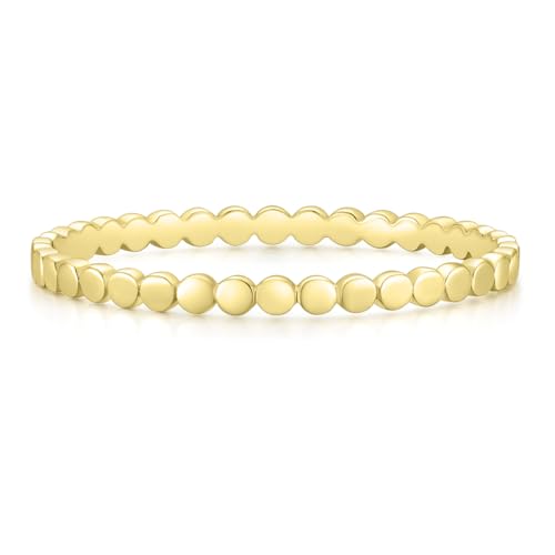 Mameloly 1.5mm 14K Gold Plated Wedding Bands for Women Dainty Stackable Thin Dot Ring Statement Ring Size 3-12