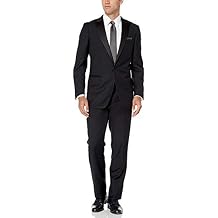 Men's Regular Fit 100% Wool 1-Button Peak Lapel Two-Piece Tuxedo Suit