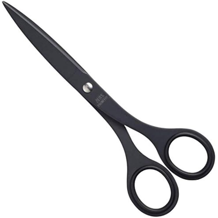 ALLEX Black Scissors for Office 6.5 All Metal Japanese Stainless Steel, Non Stick Coated Blade, Black, Made in JAPAN