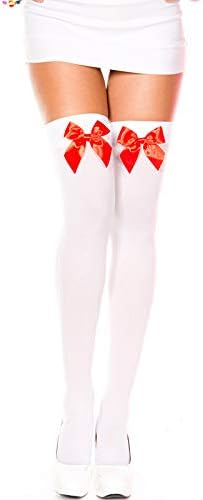 DSORVICD Women's Thigh High Stockings with Bow Opaque Over The Knee Socks Sexy Lingerie Stocking
