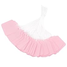 jijAcraft 200Pcs Blank Tags with String Attached - Pink Price Tags, 1.8x1.4Inch Clothing Tag for Business Selling, Kraft Paper Hangtag, Small Retail Marking Labels, Writable Sales Labels for Jewelry