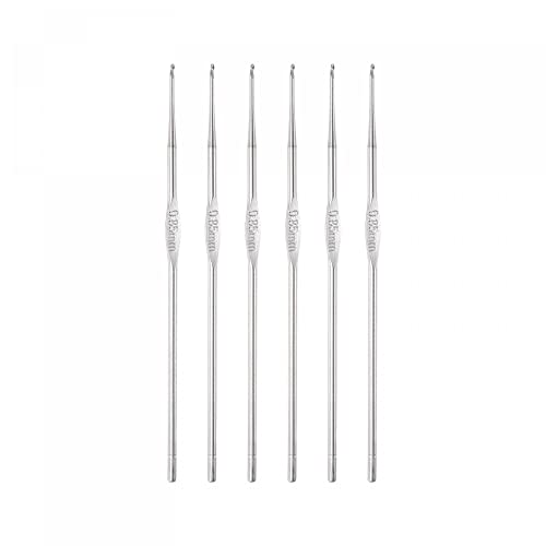 uxcell Stainless Steel Crochet Hook 0.85mm US Size 13 Knitting Needles for DIY Craft Yarn 6Pcs