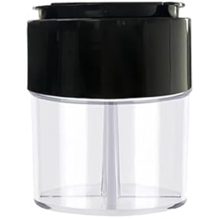 4-Grid Spice Jars, Salt Pepper Shaker Containers - Portable Plastic Cylindrical Seasoning Bottles with Flip Lid, Clear Travel Kitchen Storage for Cooking BBQ Camping - Black 1 Pack