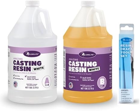 Alumilite Amazing Casting Resin White 2 Gallon + 8-Piece Resin Tool Set