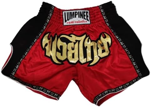 Retro Original Muay Thai Shorts for Kick Boxing Fight LUMRTO-010 XXL, Red