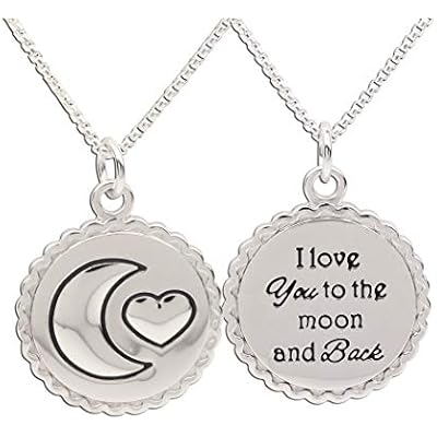Precious Pieces Girls 925 Sterling Silver I Love You to the Moon and Back Necklace