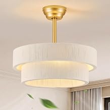 Boho Ceiling Fan with Light, Caged Fandelier Ceiling Fan with Light and Remote Control, Rattan Chandelier Fan for Bedroom, Living Room,Kitchen,Foyer(20 Inch, 6 Speed, Timing Adjustable Height)