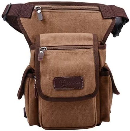 Canvas Drop Leg Bag Waist Pack Thigh Bag for Men Women Tactical Military Motorcycle Bike Cycling Hiking Camping Outdoor Travel Sling Crossbody Pouch Pack Pocket Daypack (Brown)