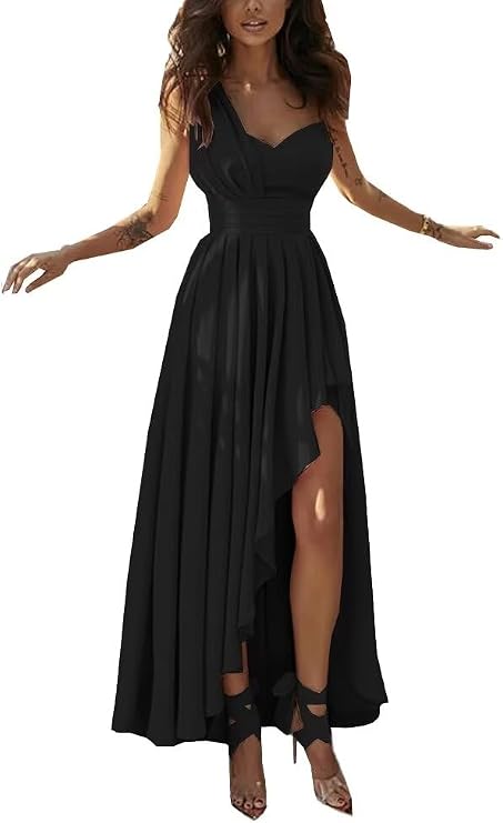 One Shoulder Chiffon Bridesmaid Dresses A-Line Pleated Prom Party Growns Ruched Ruffles Long 2023 DR0259R