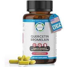 Quercetin Bromelain Supplement Supports Immune Function, Cardiovascular Health & Antioxidant Protection 800mg Quercetin 165mg Bromelain, 60 Veg Capsules, Supports Healthy Inflammation Response