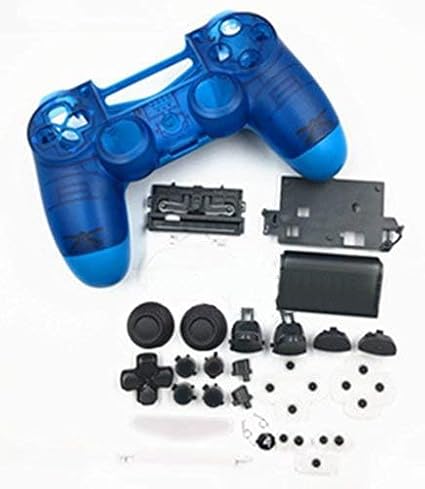 Full Housing Shell Case Cover with Buttons for PS4 Slim Pro 4.0 JDS-040 JDM-040 Wireless Controller (Clear Blue)