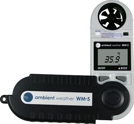 Ambient Weather WM-5 Handheld Weather Meter | With Windspeed, Temperature, Windchill, Heat Index, Relative Humidity, Dewpoint, Barometric Pressure & Altitude