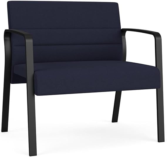 Waterfall Reception Waiting Room Bariatic Chair/Black Steel/Navy Blue
