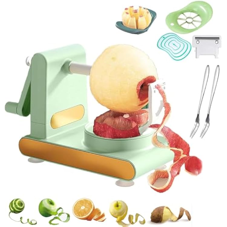 Home Essentials Multi-Fruit Peeler 2.0, Multi Fruit Peeler 2.0, Multi Fruit Peeler with Fruit Divider Set, Apple Peeler, Potato Peelers, Apple Slicer, Manual Fruit Peeler Green-1