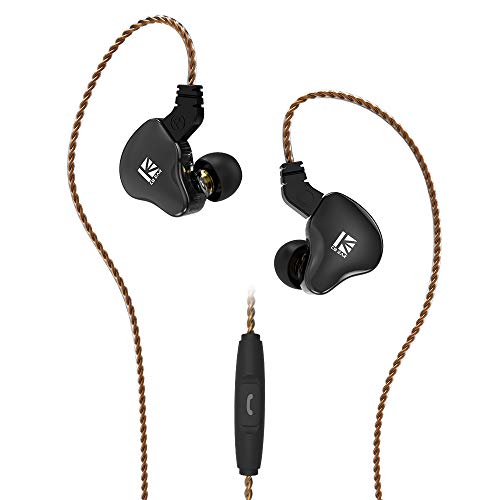 Kinboofi KBEAR KS2 in Ear Earphone, 1BA 1DD Stereo IEM, HiFi Noise Cancelling Sport Hybrid Headphones with PCB Frequency Board, 2 PIN Detachable Cable, for Audiophile with Mic, Black