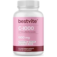 BESTVITE High Strength Vitamin C 1000mg (120 Vegetarian Capsules) with Citrus Bioflavinoids - No Stearates - Vegan - Non GMO - Gluten Free - Daily Antioxidant & Immune Support*