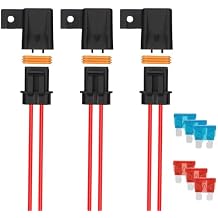 3 Pack Inline Waterproof Fuse Holder, with 10 Amp 15 Amp ATC/ATO Blade Fuses, 16 AWG Pre-Wired Kit Heavy Duty Inline Fuse Holder for Marine Automotive Vehicle (3)