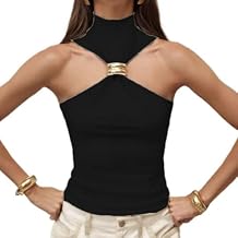 Women Sexy Halter Neck Pleated Twist Front Tank Tops Trendy Slim Fit Sleeveless Hollow Out Halter Top Clubwear