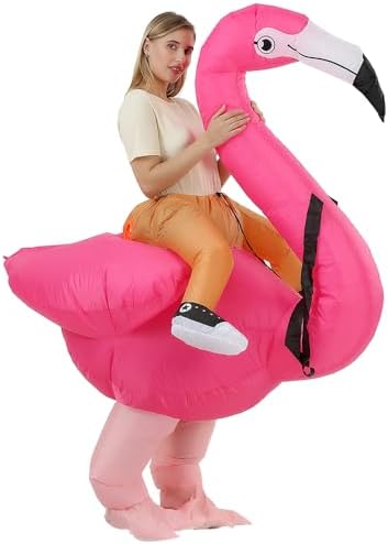 RHYTHMARTS Inflatable Costume Flamingo Costume Adult Ride On Flamingo Inflatable Halloween Costumes for Adult Valentine's Day