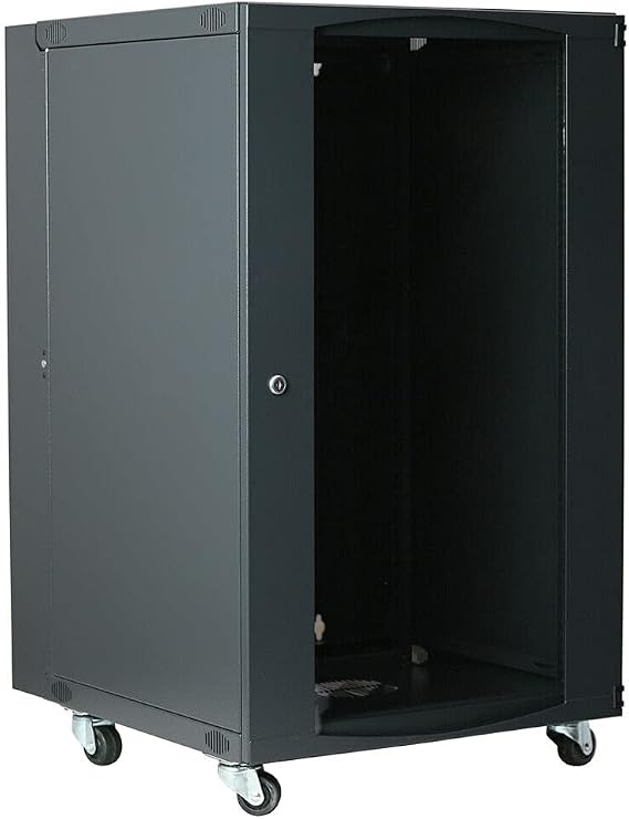 18U Wall Mount Network Server Cabinet Rack Enclosure Glass Door Lock